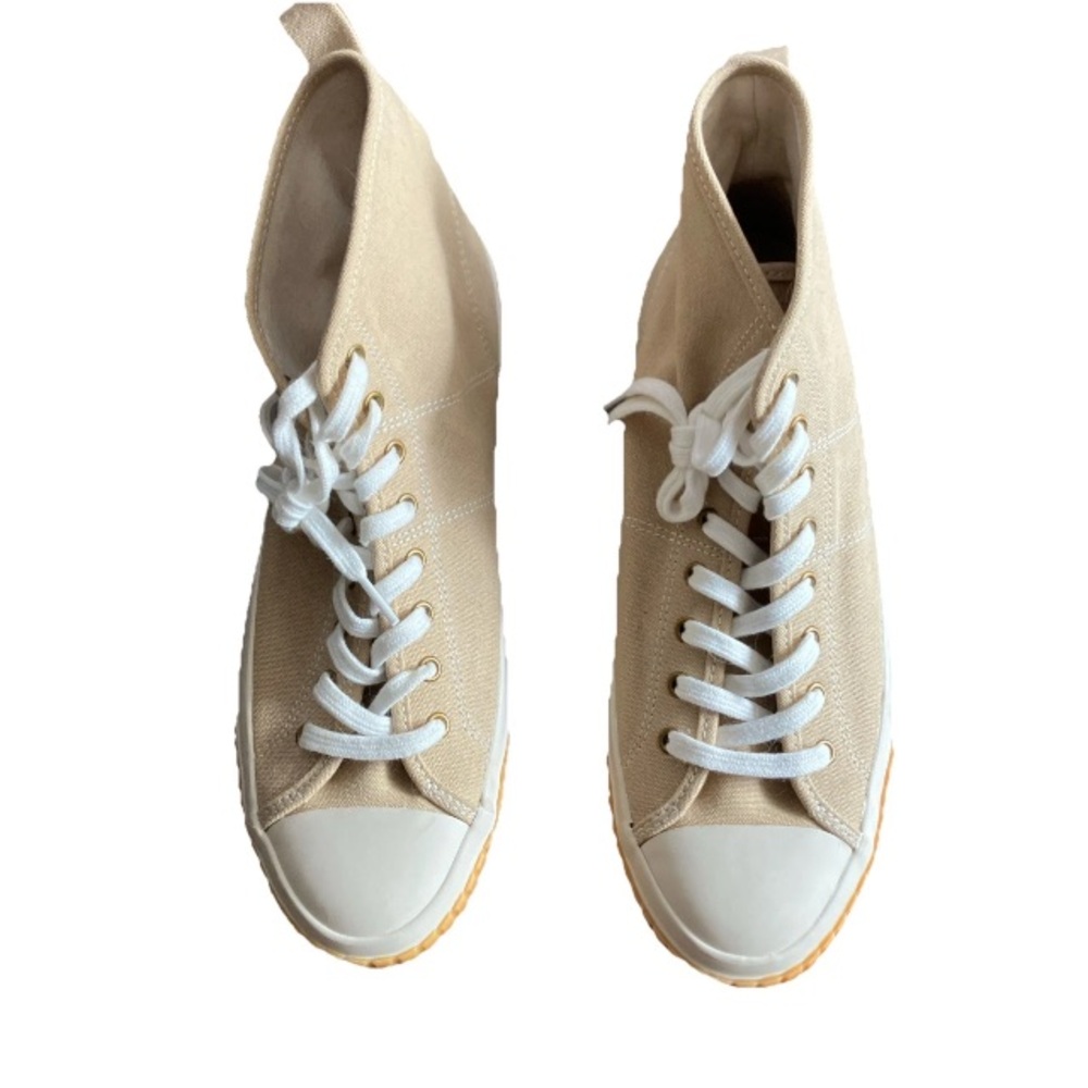 J.CREW Classic High-Top Sneakers Desert Sand Canvas Lace Up Casual Women's 10 - Picture 3 of 7